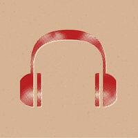 Headset audio halftone style icon with grunge background vector illustration