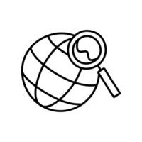 magnifier on globe icon hand drawn vector illustration