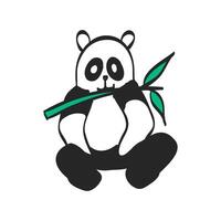 Panda icon in hand drawn color vector illustration