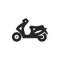 Motorcycle icon in thick outline style. Black and white monochrome vector illustration.