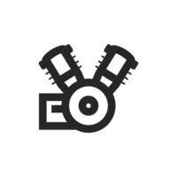 Motorcycle machine icon in thick outline style. Black and white monochrome vector illustration.