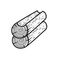 Cabin wood log stack. Hand drawn vector illustration. Editable line stroke