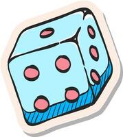 Hand drawn Dice icon in sticker style vector illustration