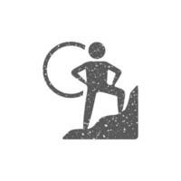 Rock climbing icon in grunge texture vector illustration