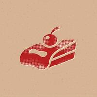 Cake halftone style icon with grunge background vector illustration