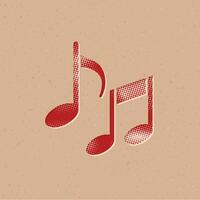 Music notes halftone style icon with grunge background vector illustration