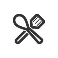 Spatula icon in thick outline style. Black and white monochrome vector illustration.