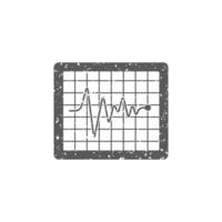 Heart rate monitor icon in grunge texture vector illustration