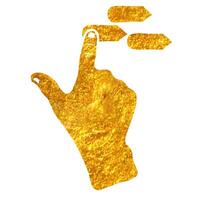 Hand drawn touchpad finger gesture icon in gold foil texture vector illustration