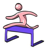 Hurdle run icon in hand drawn color vector illustration