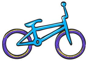 BMX bicycle icon in hand drawn color vector illustration
