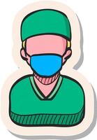 Hand drawn sticker style icon Surgeon vector