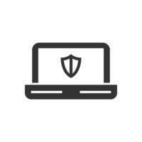 Laptops icon in thick outline style. Black and white monochrome vector illustration.