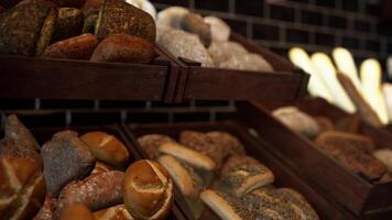 Assorted Fresh Breads Displayed on Store Shelf video