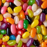 AI generated Close up of Cinema colorful assorted jelly beans in a full screen tile image that can be repeated infinitely photo