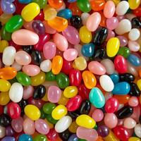 AI generated Close up of Cinema colorful assorted jelly beans in a full screen tile image that can be repeated infinitely photo