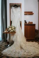 perfect wedding dress on the wedding day photo