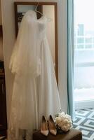 perfect wedding dress on the wedding day photo