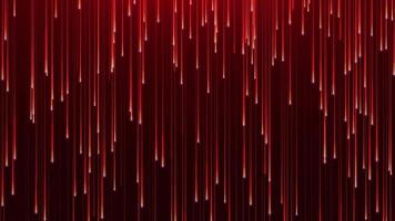 Abstract background with bright red neon rays and glowing lines. neon lines or light stripes go down. Rain of particles video