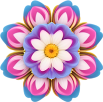 AI generated Flower icon, close-up of a cute colorful flower icon. png