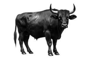 ai generiert schwarz Stier Kuh auf transparent Hintergrund png Bild