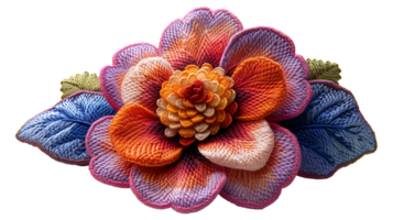 AI generated Embroidery flower on a transparent background. Flower png