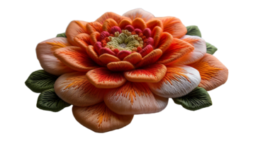 AI generated Embroidery flower on a transparent background. Flower png