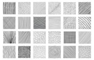 Hatching squares. Doodle geometric frame with crosshatch scratches, messy monochrome scratch drawing technic, paper draft artistic design. Vector isolated set