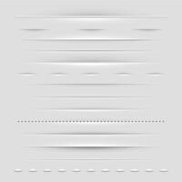 Realistic web dividers. Horizontal empty paper form elements, decorative horizontal ribbons and folds for web design. Vector set