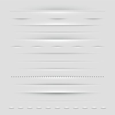 Realistic web dividers. Horizontal empty paper form elements, decorative horizontal ribbons and folds for web design. Vector set