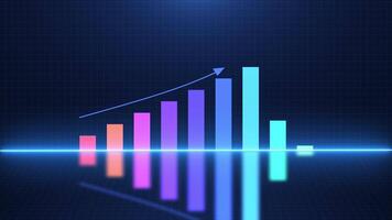 Digital Blau Bar Diagramm mit wachsend Geschäft Konzept. Hi-Tech Stil Technologie Diagramm mit ein Netz. abstrakt Hintergrund.. video