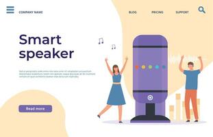 Interactive ai device smart speaker landing page vector