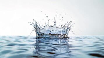 AI generated Water splash on water surface or water drop on white background . photo