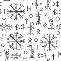 Futhark runes seamless pattern. Norse viking occult symbol design. Iceland esoteric and magic old runic signs. Ancient nordic vector texture