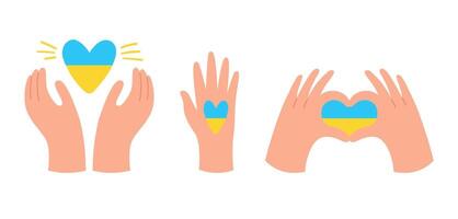 Heart for Ukraine. support and assistance by hands vector