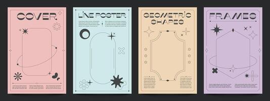 de moda línea póster. resumen minimalista lineal formas para folleto diseño, sencillo contorno decorativo elementos con mínimo brillar. vector conjunto