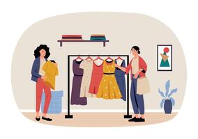 Shopping and buying concept, clothes store and market vector