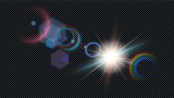 Horizontal sun rays and spotlight. Colorful glowing light explosion isolated on transparent. Colorful effect vector