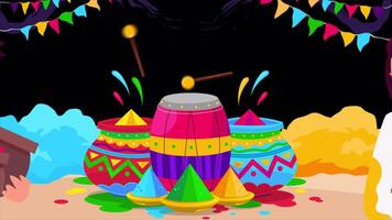 Happy Holi Festival Happy Characters On Alpha Channel Background video