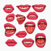 woman mouth set vector