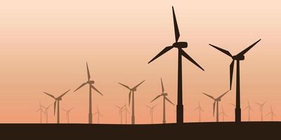 wind turbines silhouette vector