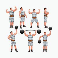 strong man set vector