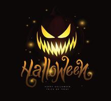 Halloween night scene banner with pumpkin Lantern and text design vector