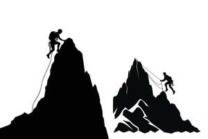 Hiking man climbing silhouette Silhouette of a Man hiking on mountain, hiking climbing silhouette vector