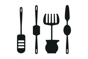 Kitchen Utensils Silhouette Vector, new kitchen tolls black, black silhouette vector