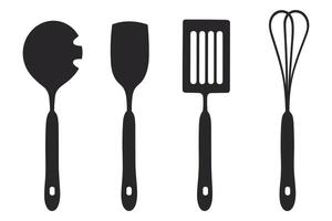 silueta de cocina herramientas vector negro elementos, nuevo, creativo, restaurante herramientas silueta, vector accesorio hotel