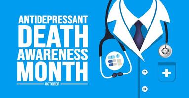 October is Antidepressant Death Awareness Month background template. Holiday concept. background, banner, placard, card, and poster design template with text inscription and standard color. vector