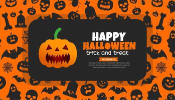 31 October happy Halloween pattern background design with pumpkins. use to background, banner, placard, party invitation card, book cover and poster design template. vector