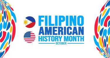 octubre es filipino americano historia mes antecedentes modelo. fiesta concepto. fondo, bandera, cartel, tarjeta, y póster diseño modelo con texto inscripción y estándar color. vector