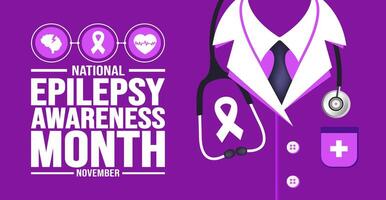 November is National Epilepsy Awareness Month background template. Holiday concept. background, banner, placard, card, and poster design template with text inscription and standard color. vector. vector